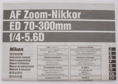 Nikon foglio uso - , af