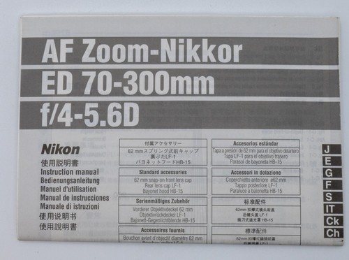 Nikon foglio uso zoom - d'uso, af